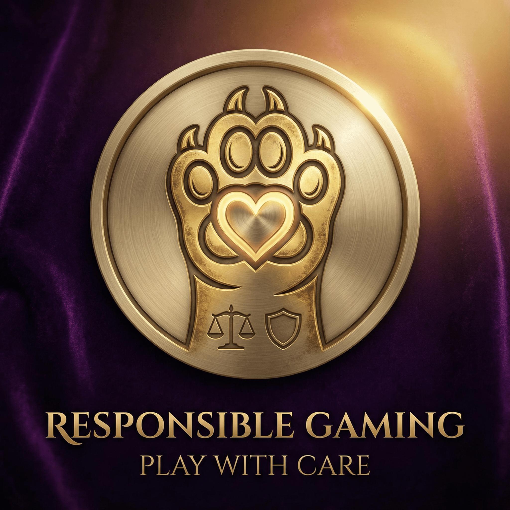 Icono de juego responsable con pata de tigre protectora y corazón